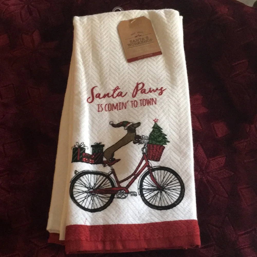 - Dachshund holiday themed dish towels set of two